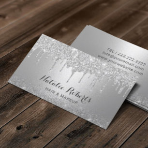 Moderne Silver Tropfens Makeup Artist Hair Salon Visitenkarte