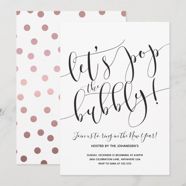 Moderne Silvester-Party Einladung (Vorne/Hinten)