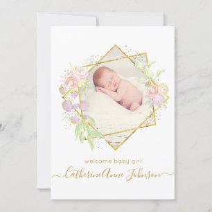 Moderne simple aquarelle Faire-part bébé fille