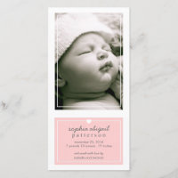 Moderne simple bébé fille Faire-part de naissance 