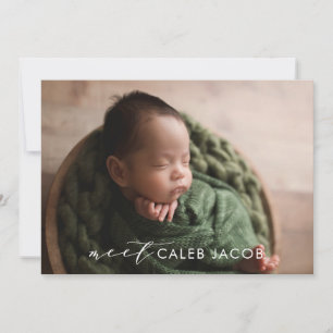 Moderne Simple Big Photo Newborn Faire-part de nai