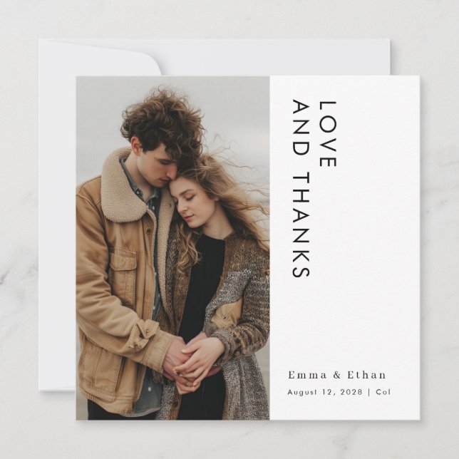 Moderne simple Carte photo Mariage Merci (Devant)