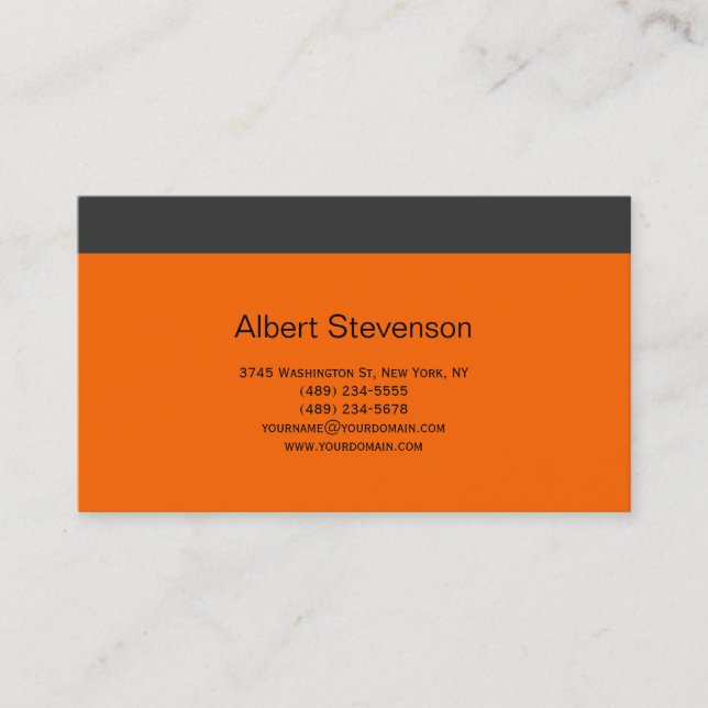 Moderne simple Grey Orange Consultant Carte de vis (Devant)