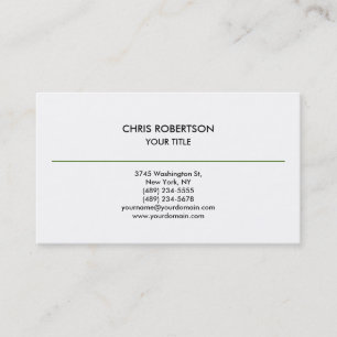 Moderne simple ligne verte Carte de visite blanc
