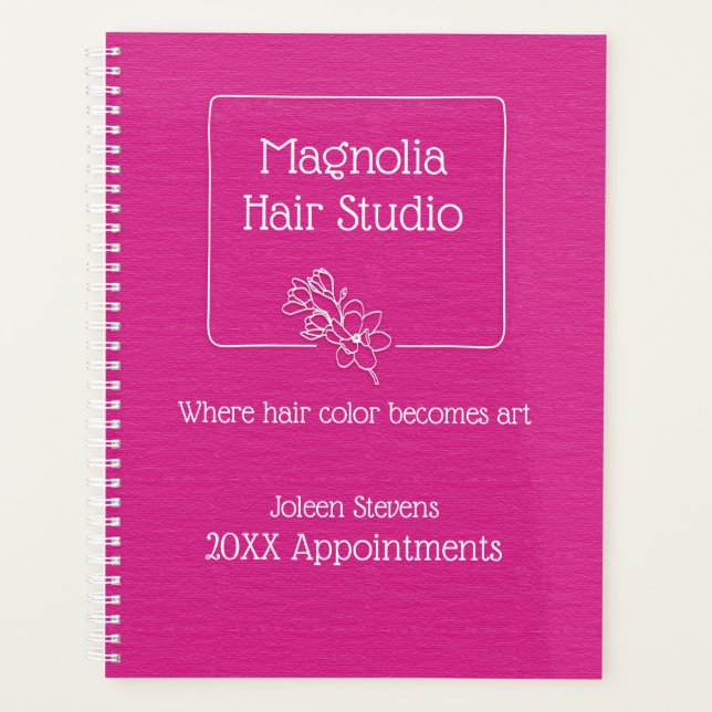 Moderne Simple Magenta Magnolia Logo Studio Coiffu (Devant)