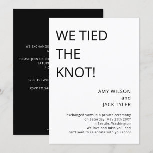 Moderne simple Mariage noir et blanc Faire-part