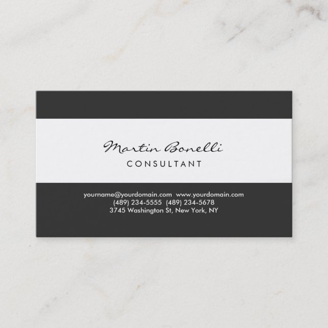 Moderne Simple minimaliste Carte de visite gris bl (Devant)