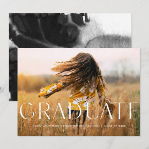 Moderne Simple Photo blanche Faire-part de graduat