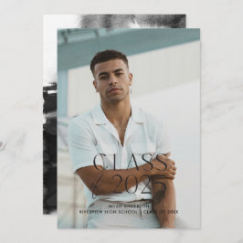 Moderne simple photo noire Faire-part de graduatio