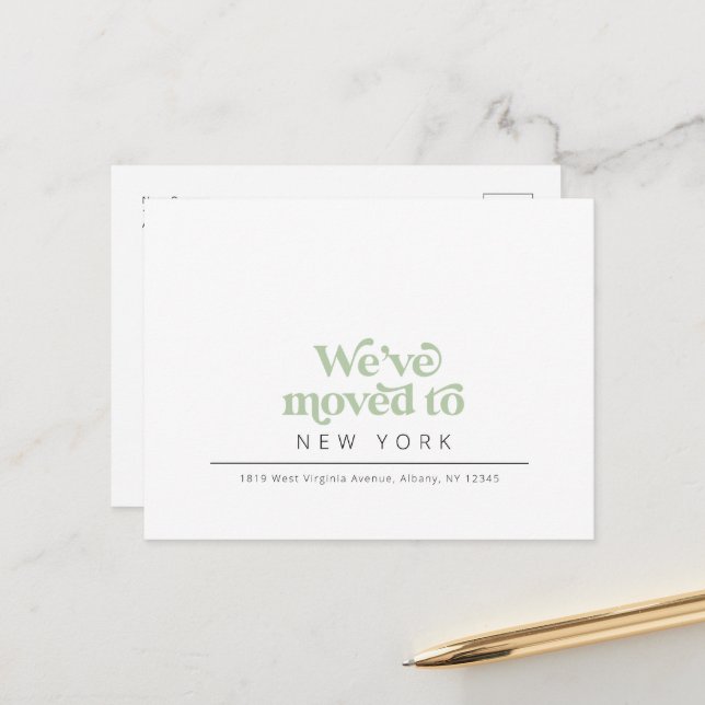 Moderne simple rétro carte postale mouvement faire (Devant/Arrière en situation)