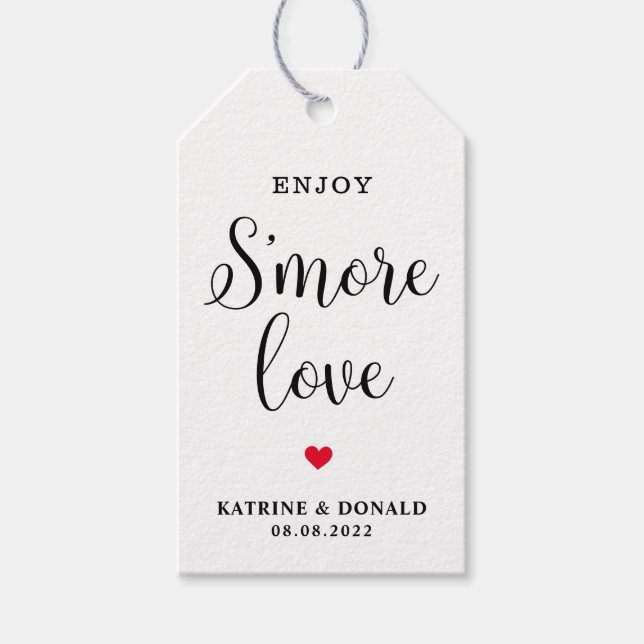 Moderne Simple S’more Liebe Hochzeitsmarken Geschenkanhänger (Vorderseite)