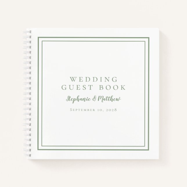 Moderne Simple Sage Vert Mariage Budget Livre d'hô (Devant)
