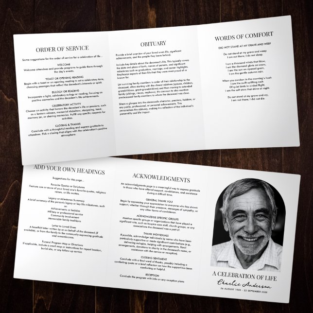 Moderne Single Arch Foto Feier des Lebens Dreifach-gefaltete Programmkarte (Von Creator hochgeladen)