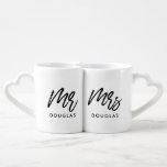 Moderne Sitte Herr und Frau. Liebestassen<br><div class="desc">Mr. und Mrs. Tasse Set,  individuell mit Ihrem eigenen Namen und Ihren Lieblingsfarben.</div>