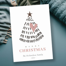Moderne Skandi-Minimal-Blush-Herz-Weihnachtsbaum