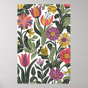 Moderne skandinavische Blumenstrasse Kunst und Kul Poster