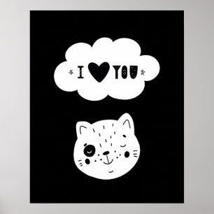 Moderne skandinavische Kinderzimmerliebe Kitten Li Poster