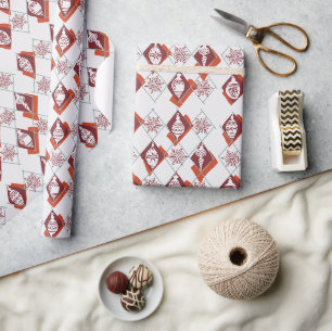Moderne skandinavische rote Weihnachtsbotanik Geschenkpapier