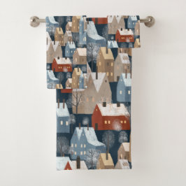 Moderne skandinavische Winterstadt Badhandtuch Set