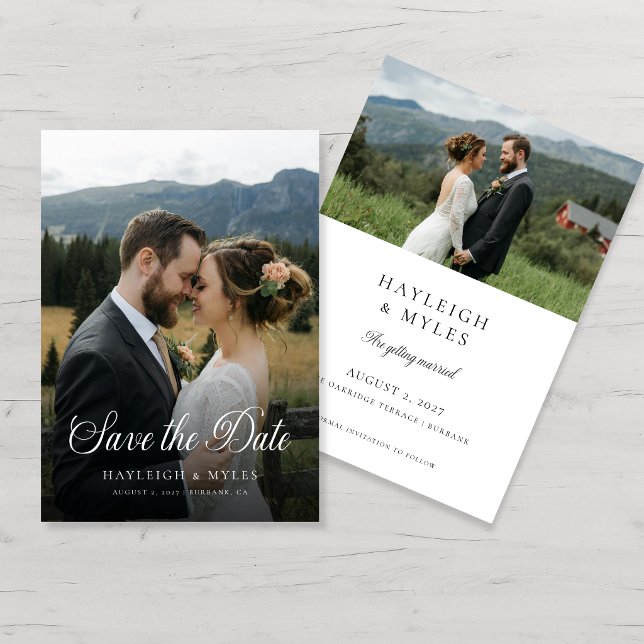 Moderne Skript Elegante Hochzeit 2 Foto Save The Date (Von Creator hochgeladen)