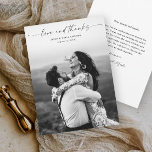 Moderne Skript-Liebe und Dank Foto-Hochzeit  Dankeskarte