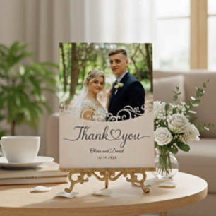 Moderne Skript-Liebesherz-Hochzeit-Flach-Danke-Po Postkarte