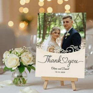 Moderne Skript-Liebesherz-Hochzeit-Flach-Danke-Po Postkarte
