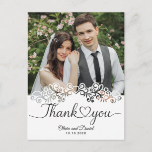 Moderne Skript-Liebesherz-Hochzeit-Flach-Dankeschö Postkarte