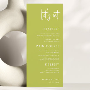 Moderne Skript-Minimalist Let's Eat Weiße Hochzeit Menükarte