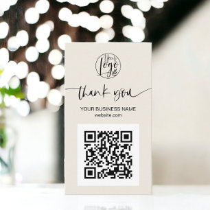 Moderne Skript QR Code schwarze Elfenbeinreihenfol Visitenkarte