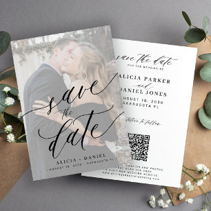 Moderne Skript qr Foto Hochzeit speichern das Datu Save The Date
