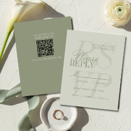 Moderne Skript-Sage-Grün Formale Hochzeit RSVP Karte