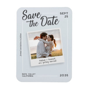 Moderne Skript Save the Date Retro-Foto-Hochzeit Magnet