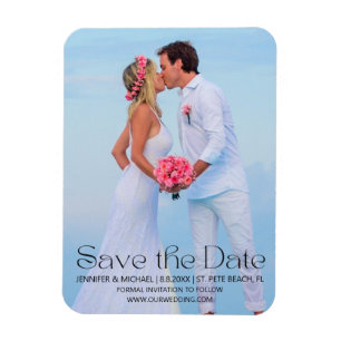 Moderne Skript-Strandfoto Save the Date Magnet