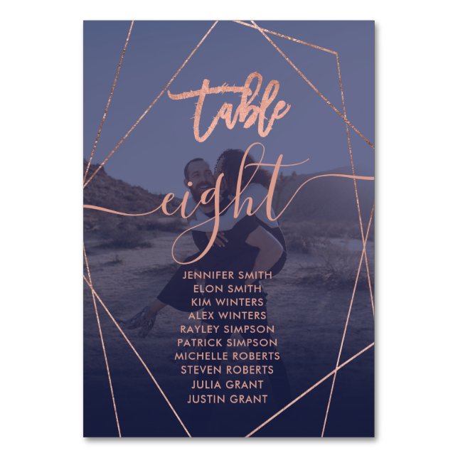 Moderne Skript terrarium Marine Foto Hochzeit Tischnummer (Vorderseite)