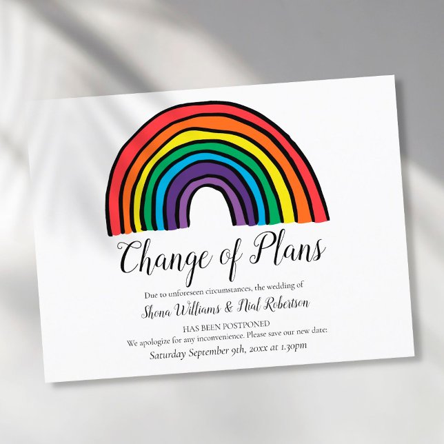 Moderne Skripte ändern das Datum, an dem Rainbow v Ankündigungspostkarte (Von Creator hochgeladen)