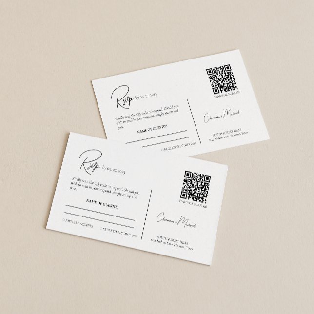 Moderne Skripte Einfache UAwg Hochzeit QR-Code Begleitkarte (Von Creator hochgeladen)