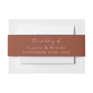 Moderne Skripte rustikale Terracotta Hochzeit von Einladungsbanderole