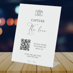 Moderne Skripterfassung Die Liebe QR-Code Hochzeit Sockelschild