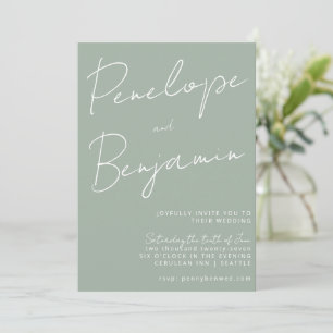 Moderne Skripthandschrift Dusty Sage Wedding Einladung