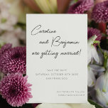 Moderne Skripthandschrift Hochzeit Weiß Schwarz Save The Date<br><div class="desc">Moderne Skripthandschrift Hochzeit Speichern Sie das Datum in Schwarz und Weiß</div>