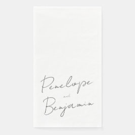 Moderne Skripthandschrift Schwarz-Weiß-Hochzeit Serviette