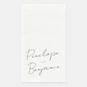 Moderne Skripthandschrift Schwarz-Weiß-Hochzeit Serviette