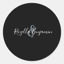 Moderne Skripthochzeit minimale klassische Runde S Runder Aufkleber