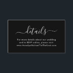 Moderne Skriptkalligrafie Minimale Details Schwarz Begleitkarte<br><div class="desc">Minimal Gehäuse-Karte mit einem Header in Skriptkalligraphie und Informationen oder Nachricht an Gäste in der modernen Typografie. Das ist die schwarze Version.</div>