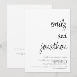 Moderne Skriptnamen QR Code Hochzeit Einladung