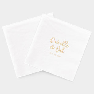 Moderne Skriptpaare Name Custom Wedding Servietten Mit Folie