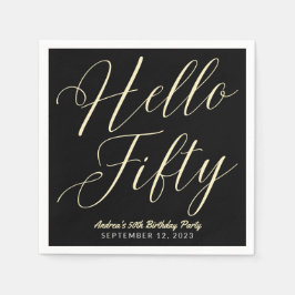 Moderne Skripttypografie Hallo Fifty Black Gold Serviette