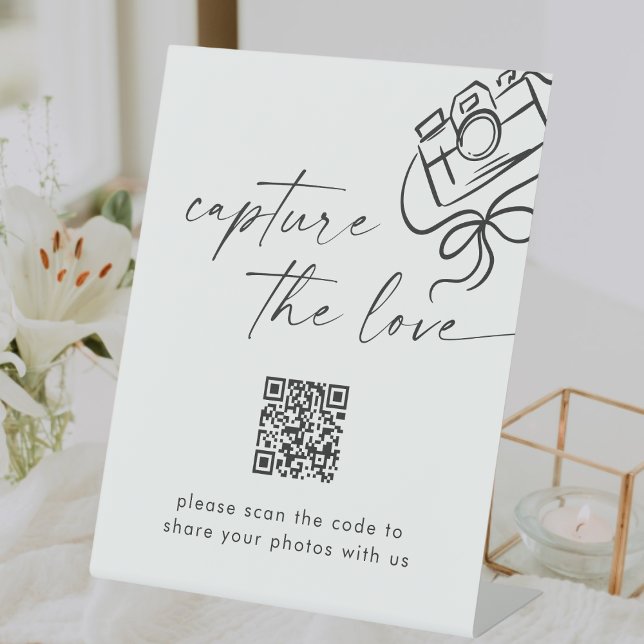 Moderne SkriptWedding Capture the Liebe QR Code Sockelschild (Von Creator hochgeladen)