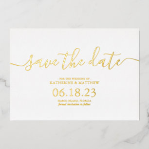 Moderne SkriptWedding Save the Date Folieneinladung